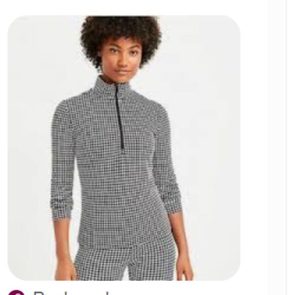 Lou & Grey Houndstooth Quarter Zip Top Size XS NWT - Picture 1 of 10